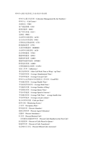 呼叫中心专业术语中英对照