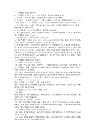 呼吸机参数的设置