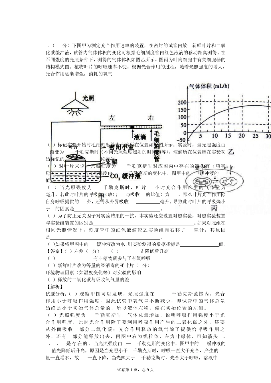 呼吸速率和光合、速率测定_第1页