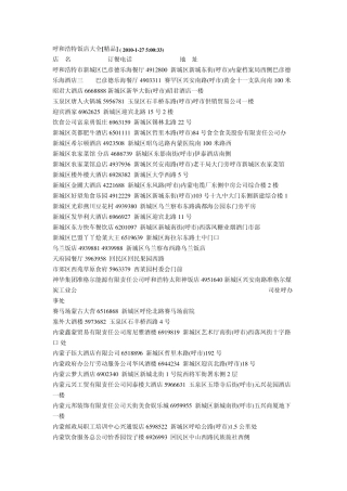 呼和浩特饭店大全