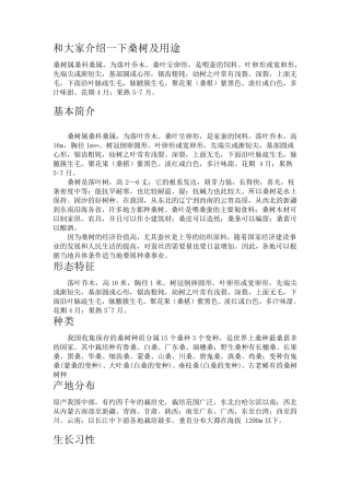 和大家介绍一下桑树及用途