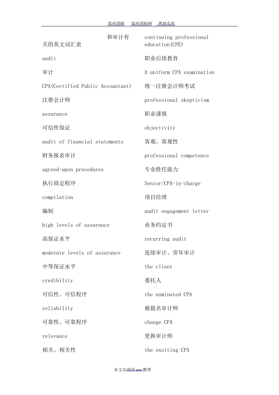 和审计有关的英文词汇表_第1页
