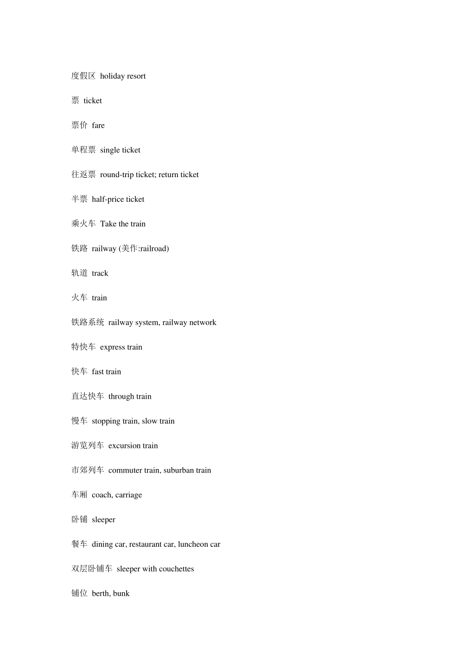 和旅行有关的部分常用英语词汇_第2页