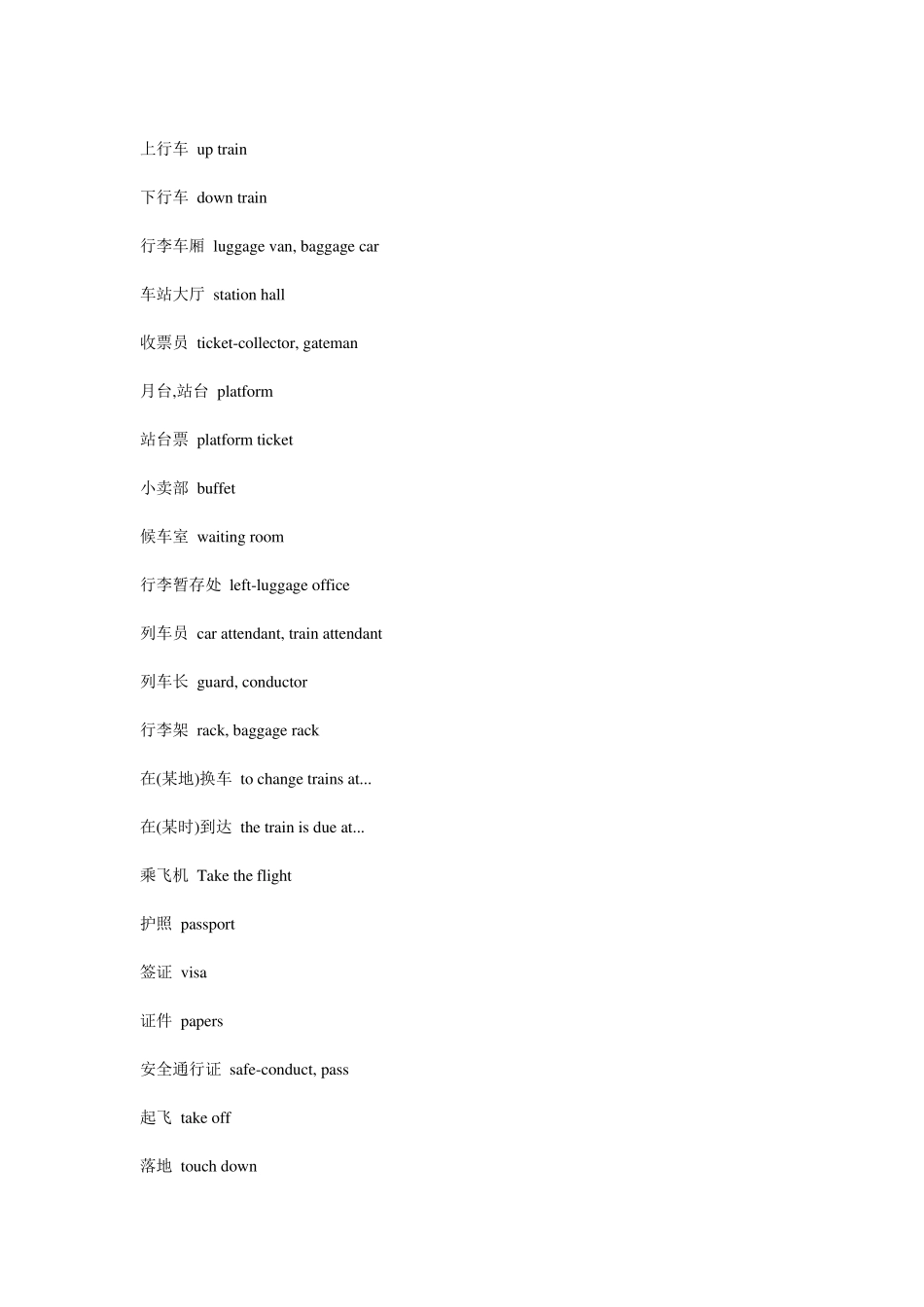 和旅行有关的部分常用英语词汇_第3页