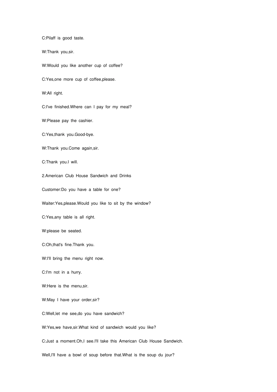 咖啡店英语口语情景对话_第2页