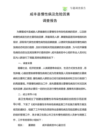 咸丰慢性病及危险因素调查报告