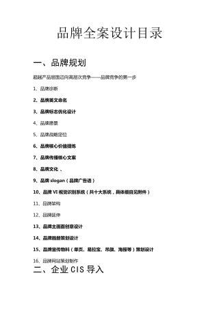 品牌全案设计目录