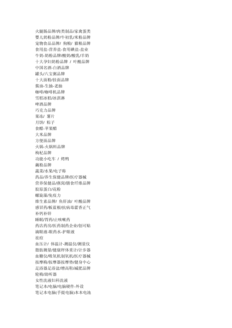 品牌分类目录大全_第2页