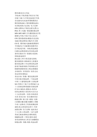 品牌分类目录大全