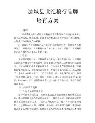 品牌培育方案