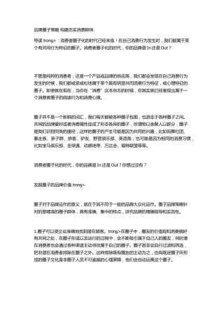 品牌圈子策略构建忠实消费群体