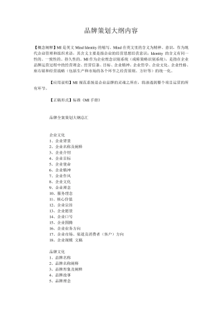 品牌策划大纲内容