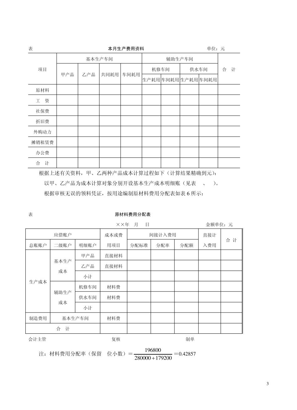 品种法模拟实训参考答案_第3页