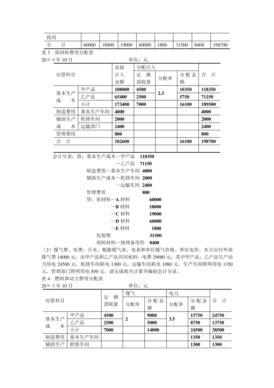 品种法综合案例和实训答案_第2页