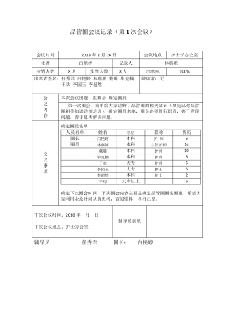 品管圈会议记录1