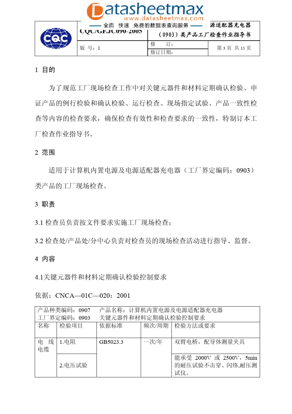 品质管理资料计算机内置电源及电源适配器充电器(0903)类产品工厂检查作业指导书_第3页