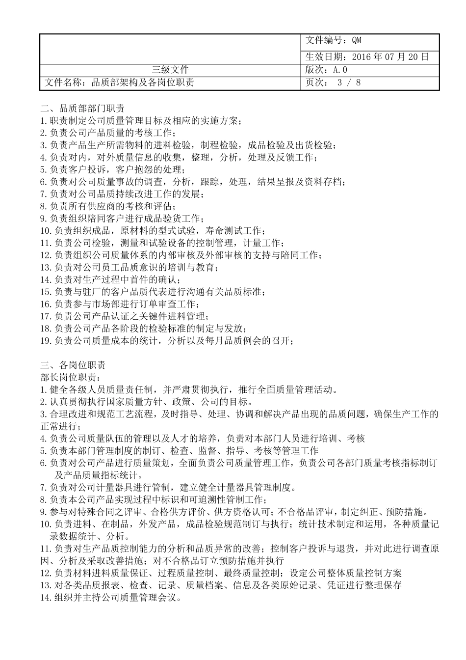 品质部架构及各岗位职责_第3页