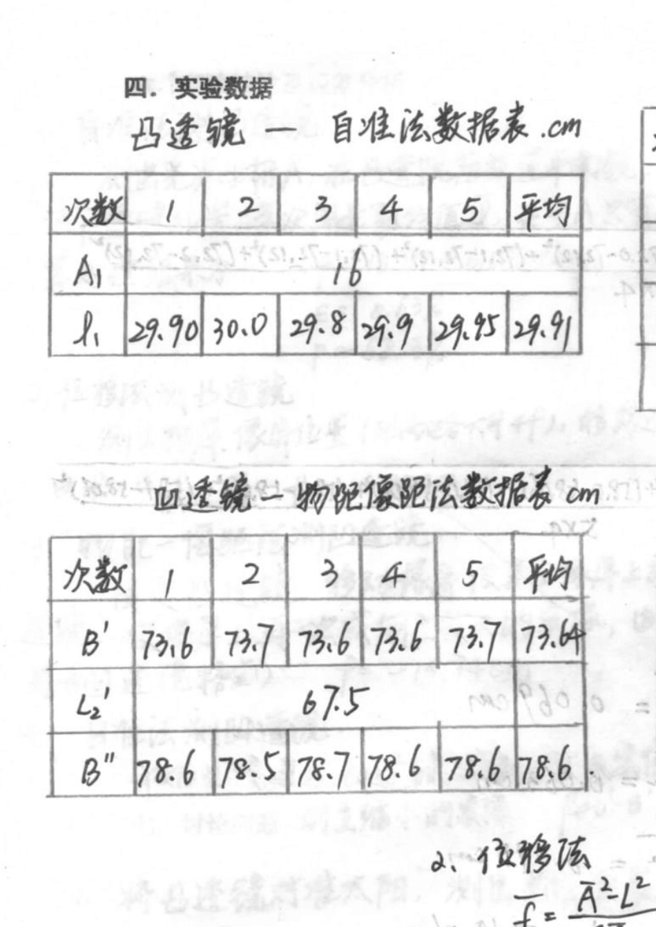 哈工大物理实验报告——薄透镜焦距的测定_第3页