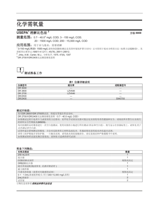 哈希水质化学需氧量(COD)测定方法