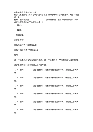 哈希表查找成功和不成功的算法