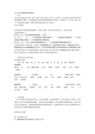 哈氏合金元素及性能