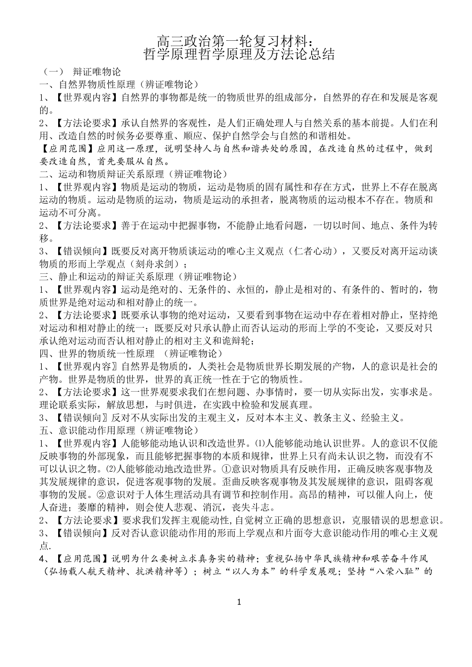 哲学原理哲学原理及方法论总结_第1页