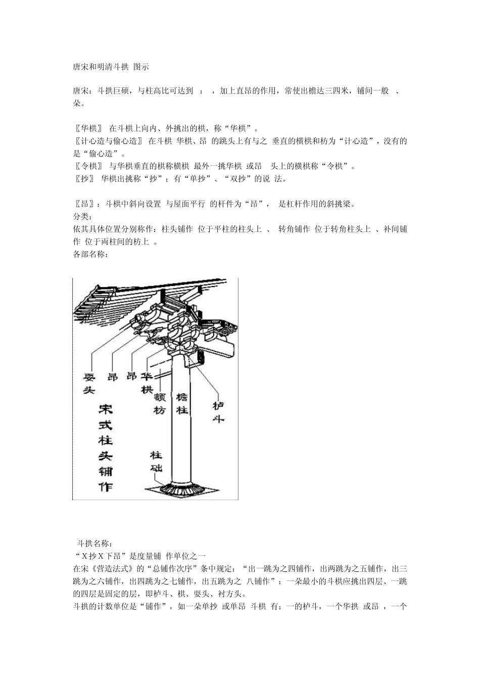 唐宋、明清斗拱结构图示及专有名词释义_第1页