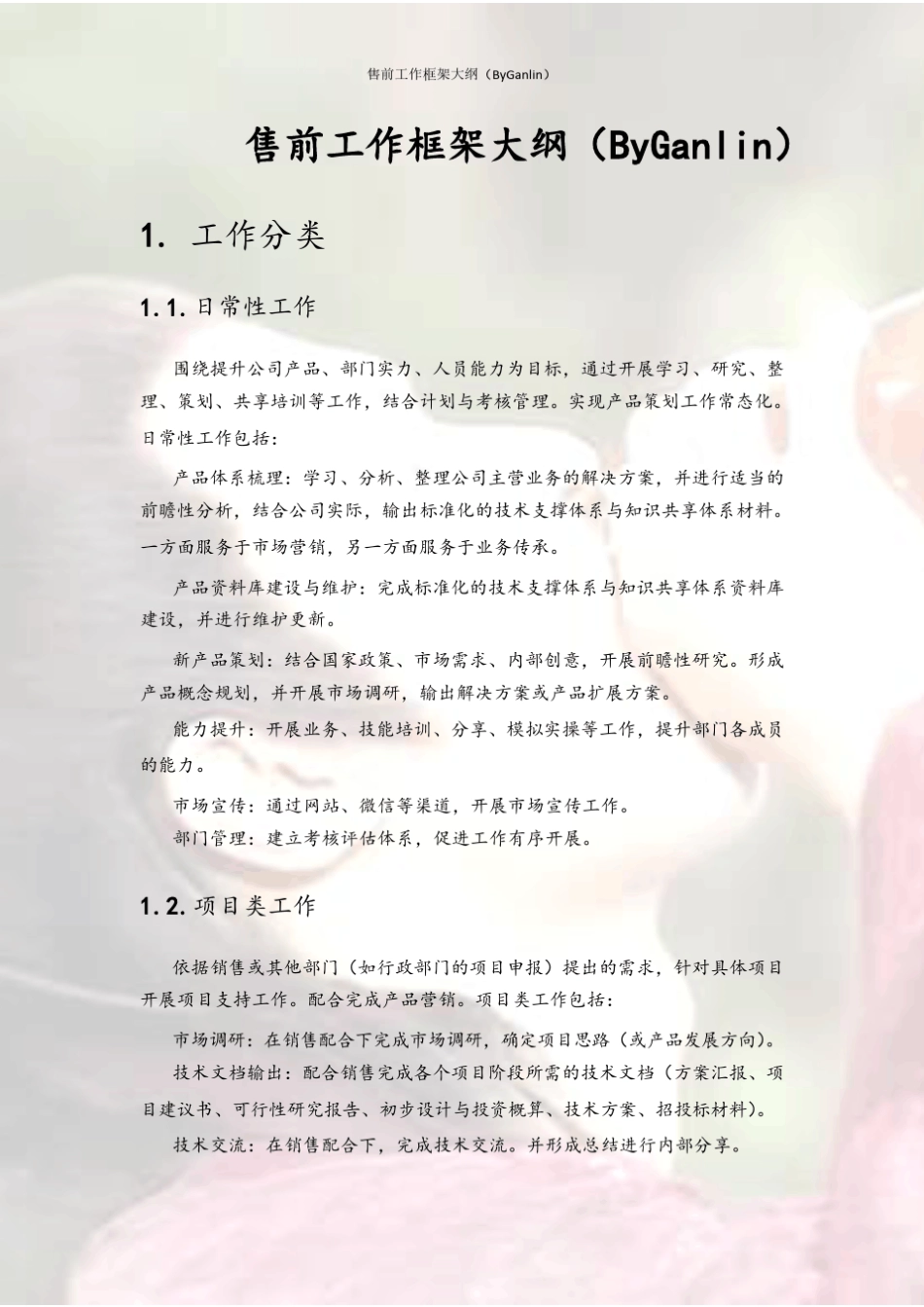 售前策划职能部门工作计划汇报方案_第1页