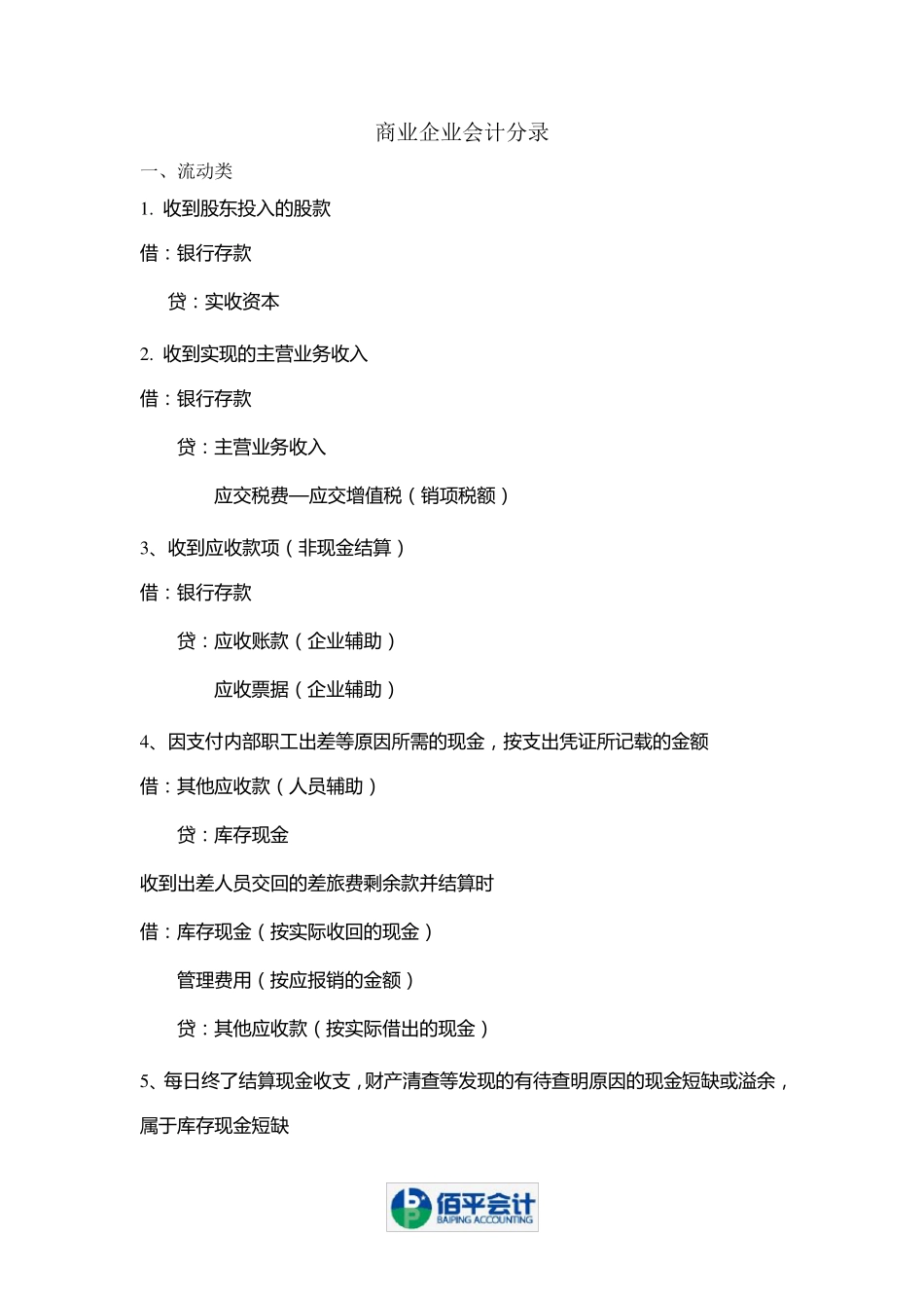 商业企业会计分录_第1页