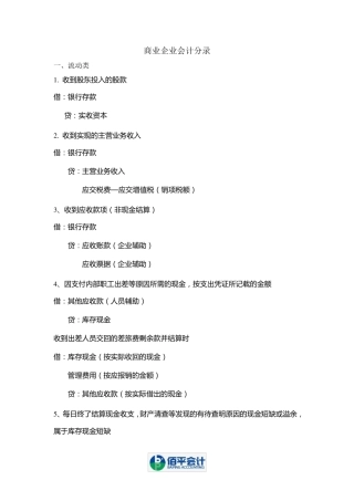 商业企业会计分录