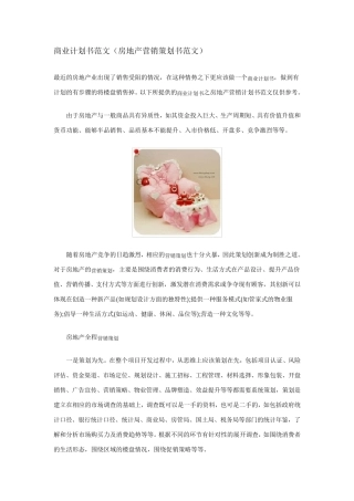 商业计划书范文(房地产营销策划书范文)