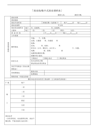 商业调研表格
