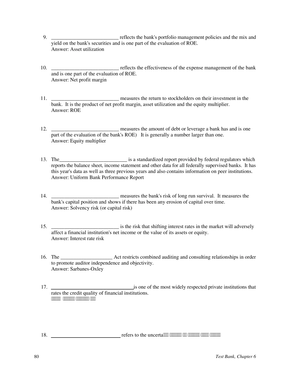 商业银行管理彼得S.罗斯英文原书第8版英语试题库Chap006_第2页