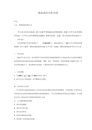 商业项目合作合同范本