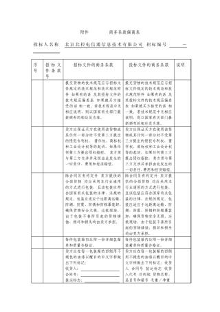 商务偏离表0530