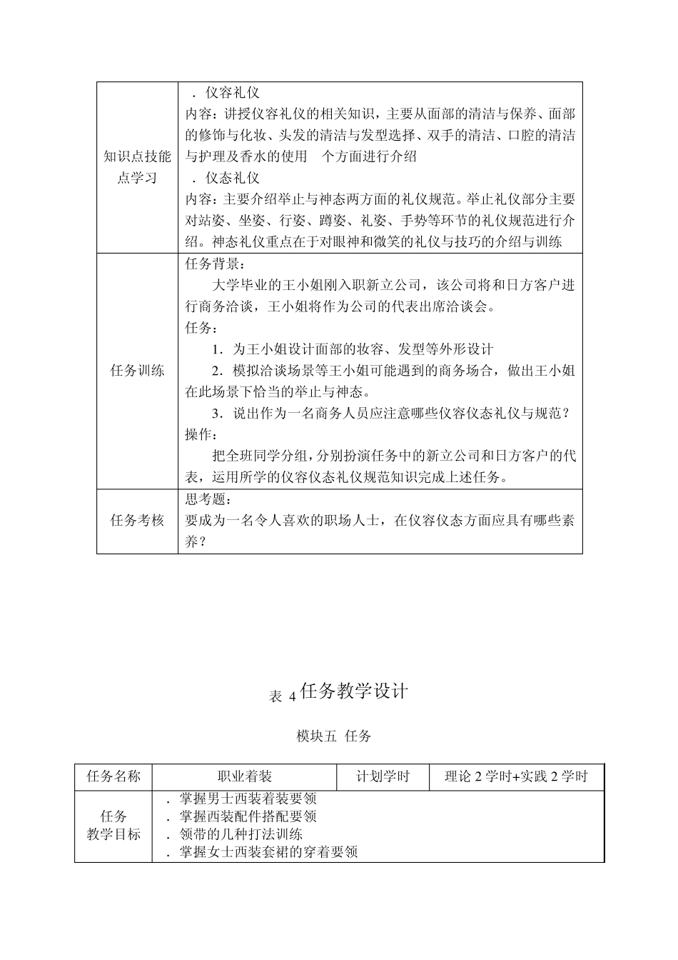 商务礼仪模块教学设计_第3页