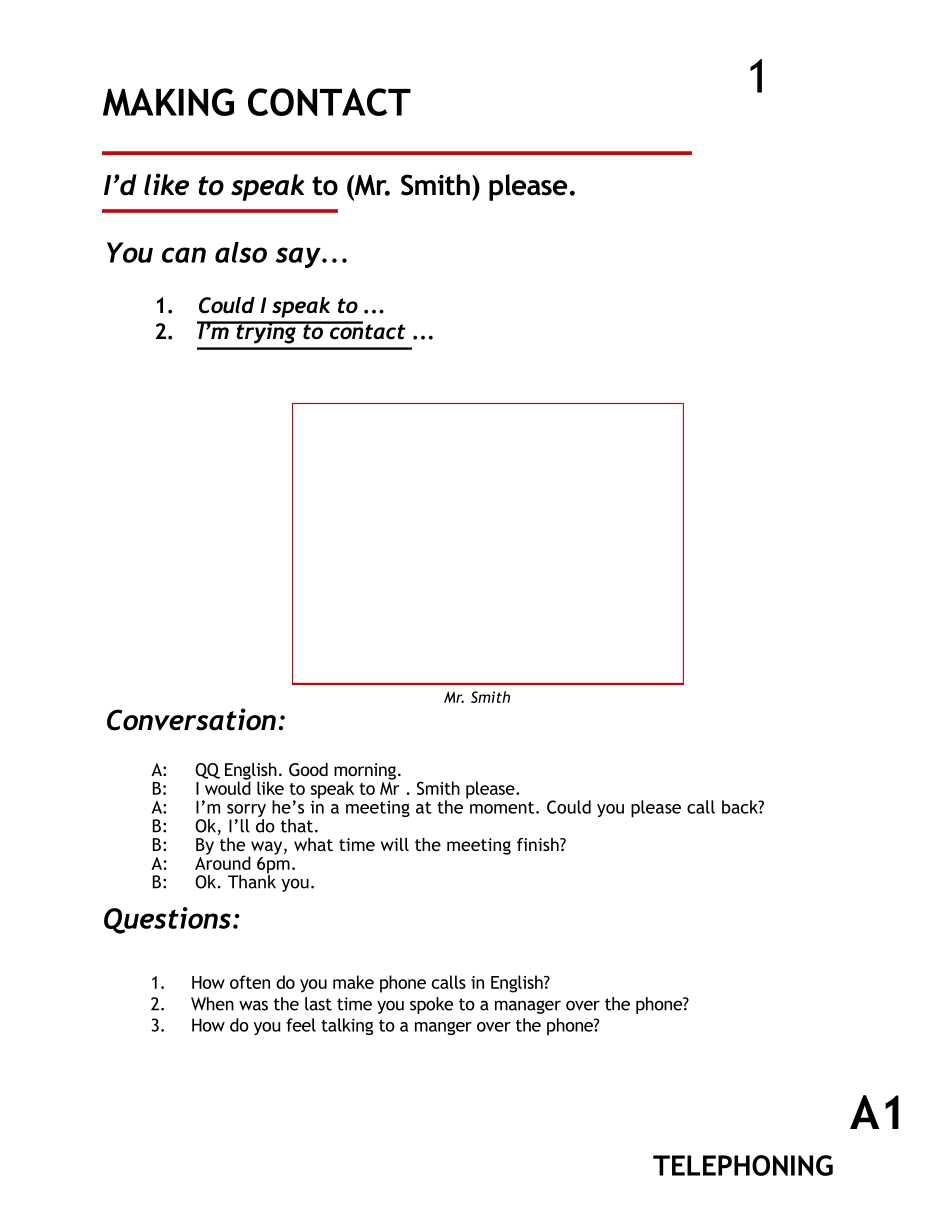 商务英语口语教材telephoning_第1页