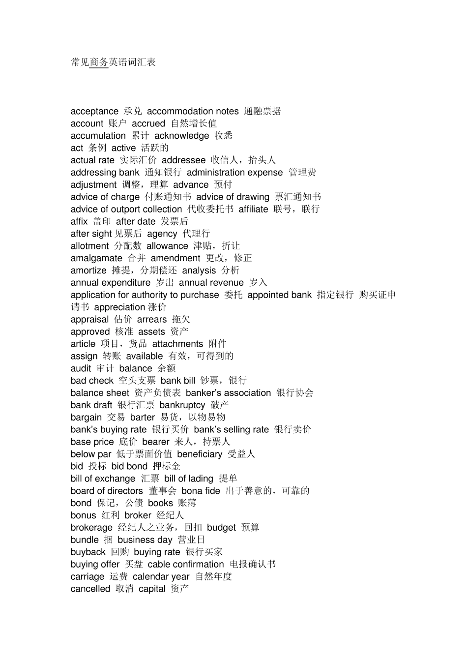 商务英语词汇_第1页