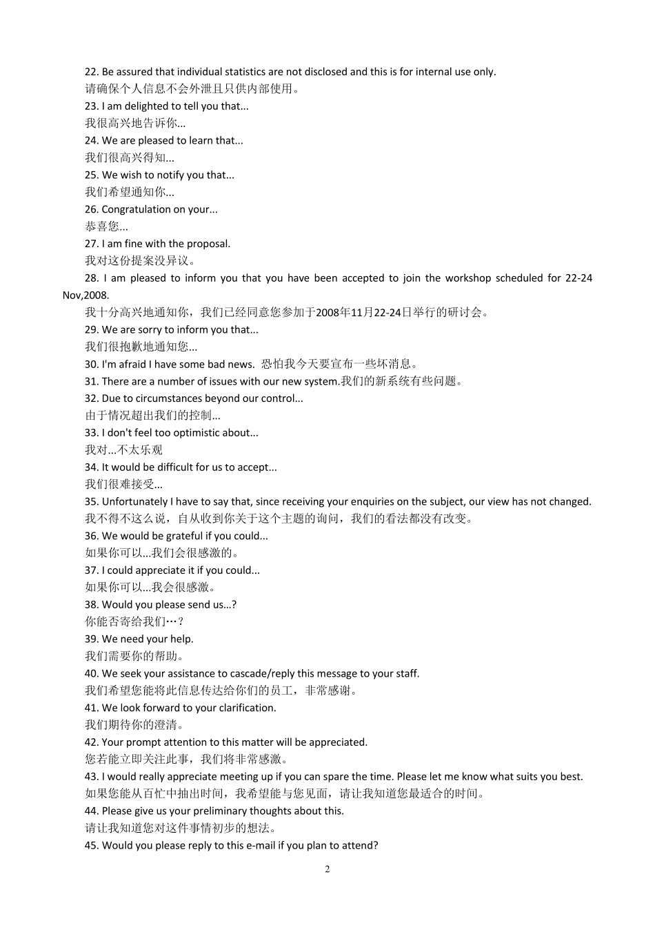 商务英语邮件常用语_第2页