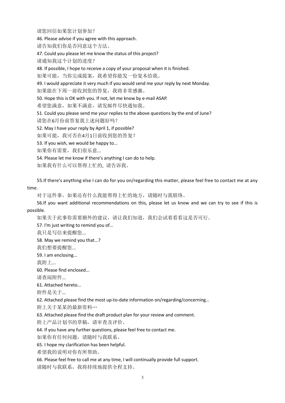 商务英语邮件常用语_第3页