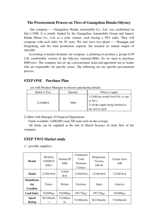 商务谈判：广汽本田采购轮胎流程(英文)