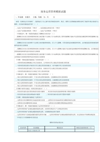 商务运营管理模拟试题