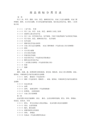 商品商标类别分类明细