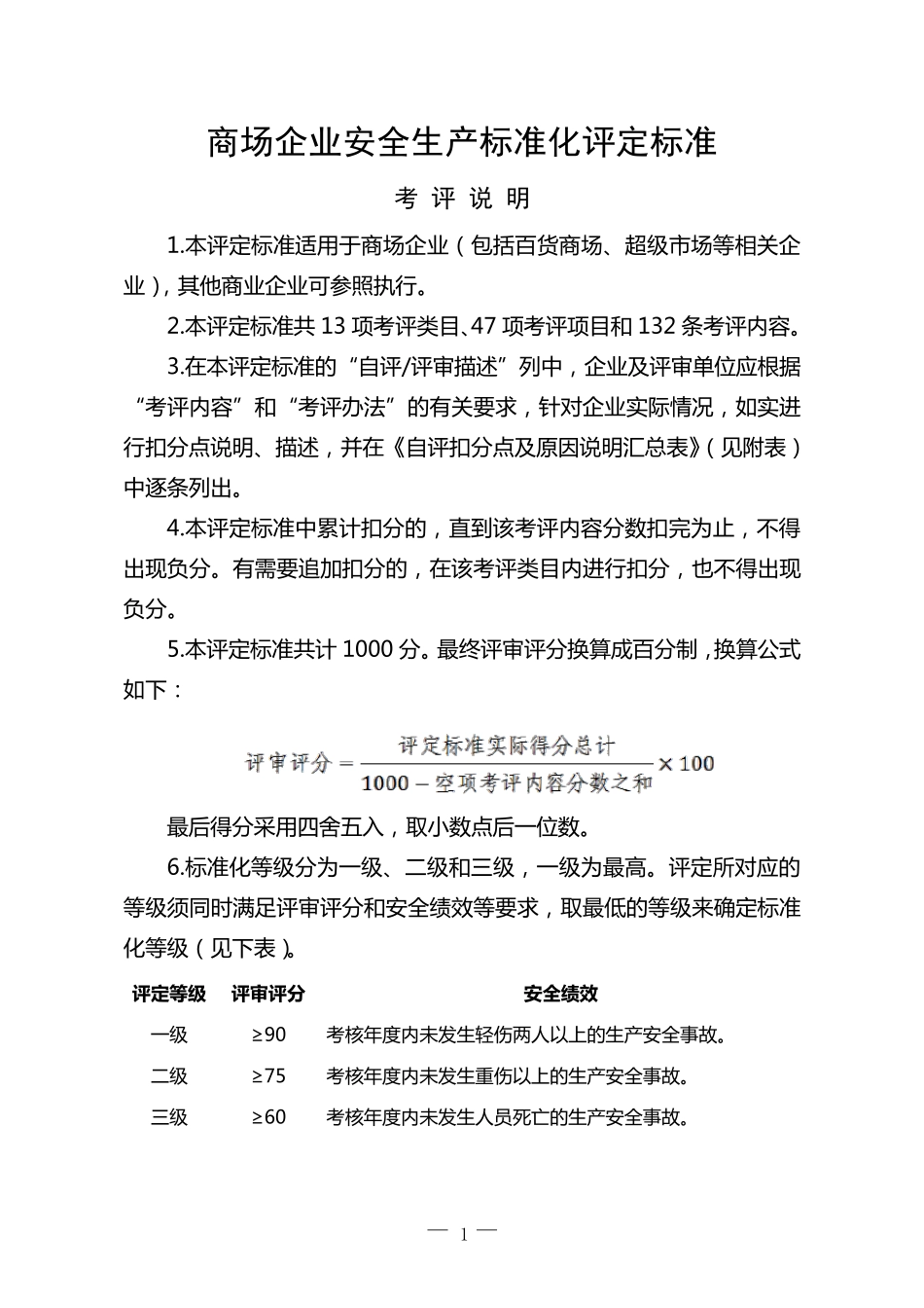 商场企业安全生产标准化评定标准_第1页