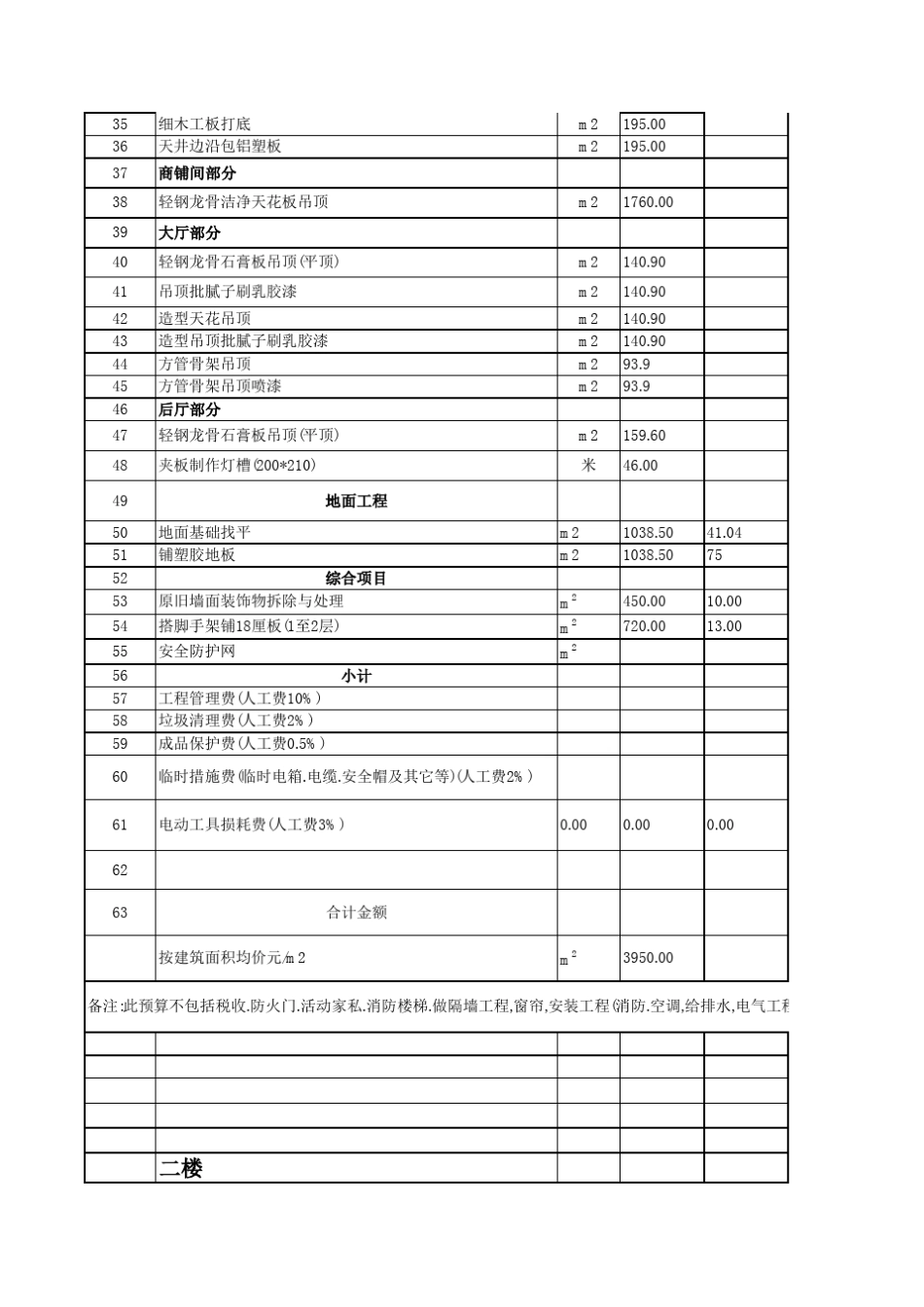 商场装饰工程预算表_第2页