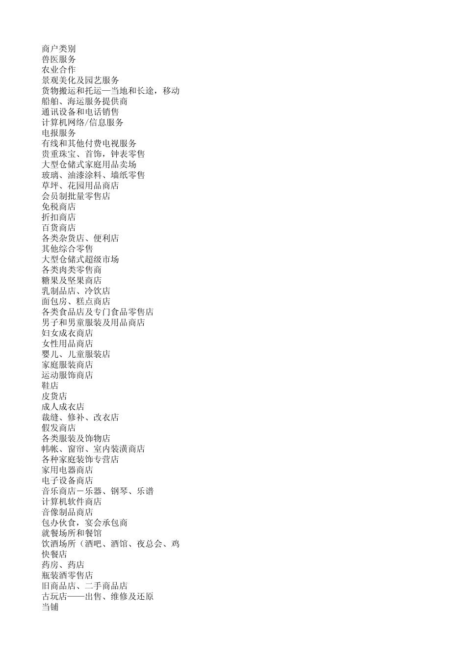 商户代码(MCC码)_第1页