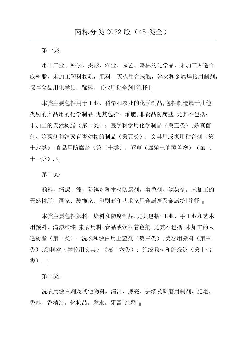 商标分类2022版(45类全)_第1页