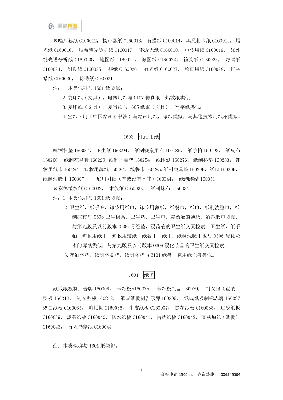 商标分类第16类_第2页