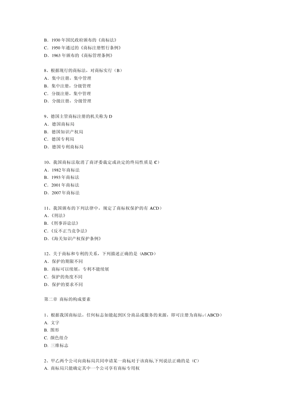 商标法自测题_第2页