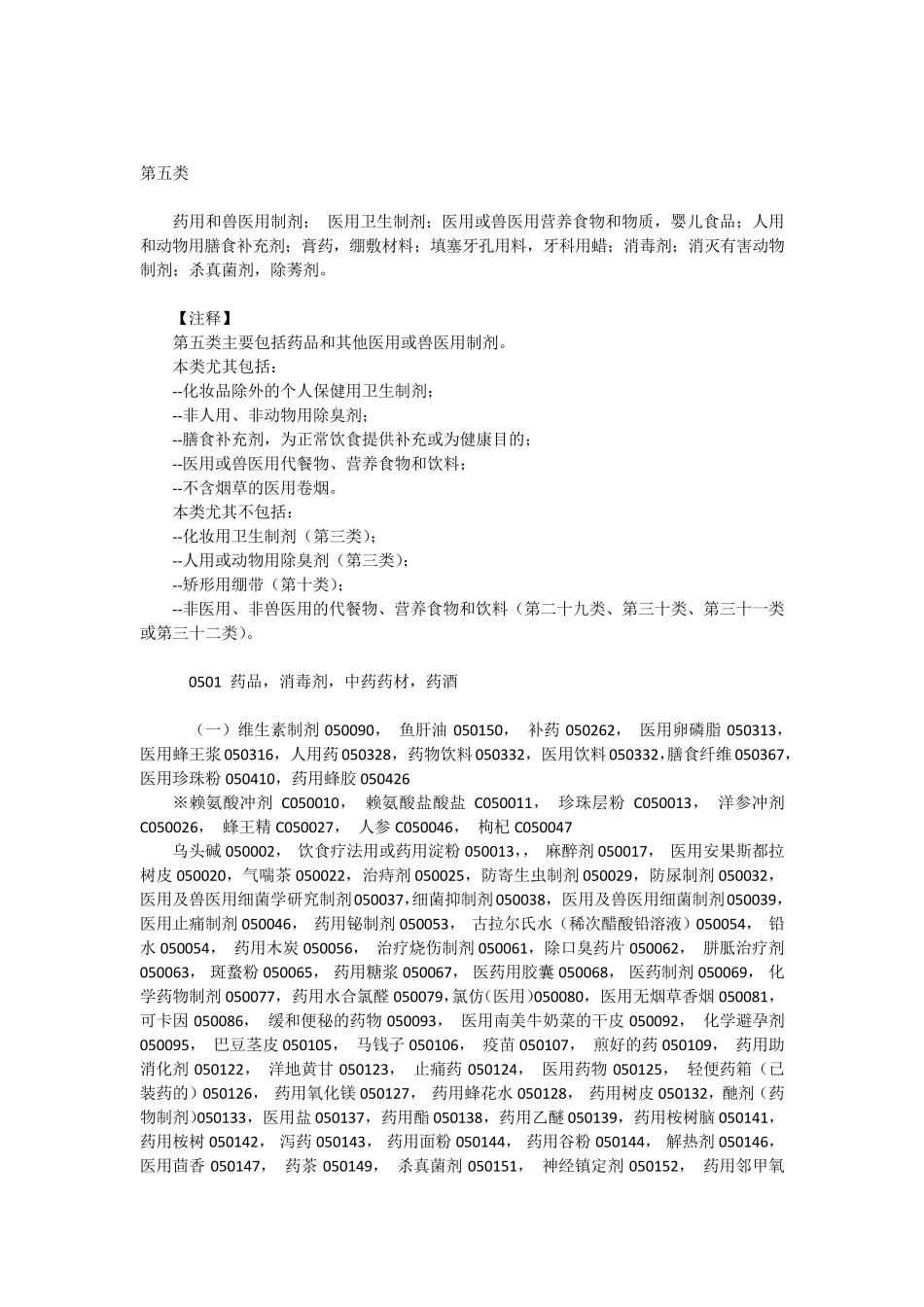 商标注册第5类详细列表_第1页